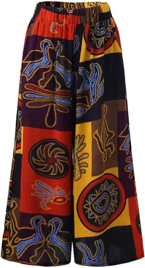 ZYXTIM Novelty African Print Wide Leg Lounge Pants for Women,Loose Fit Boho Hippie Summer Casual Pants with Pocket